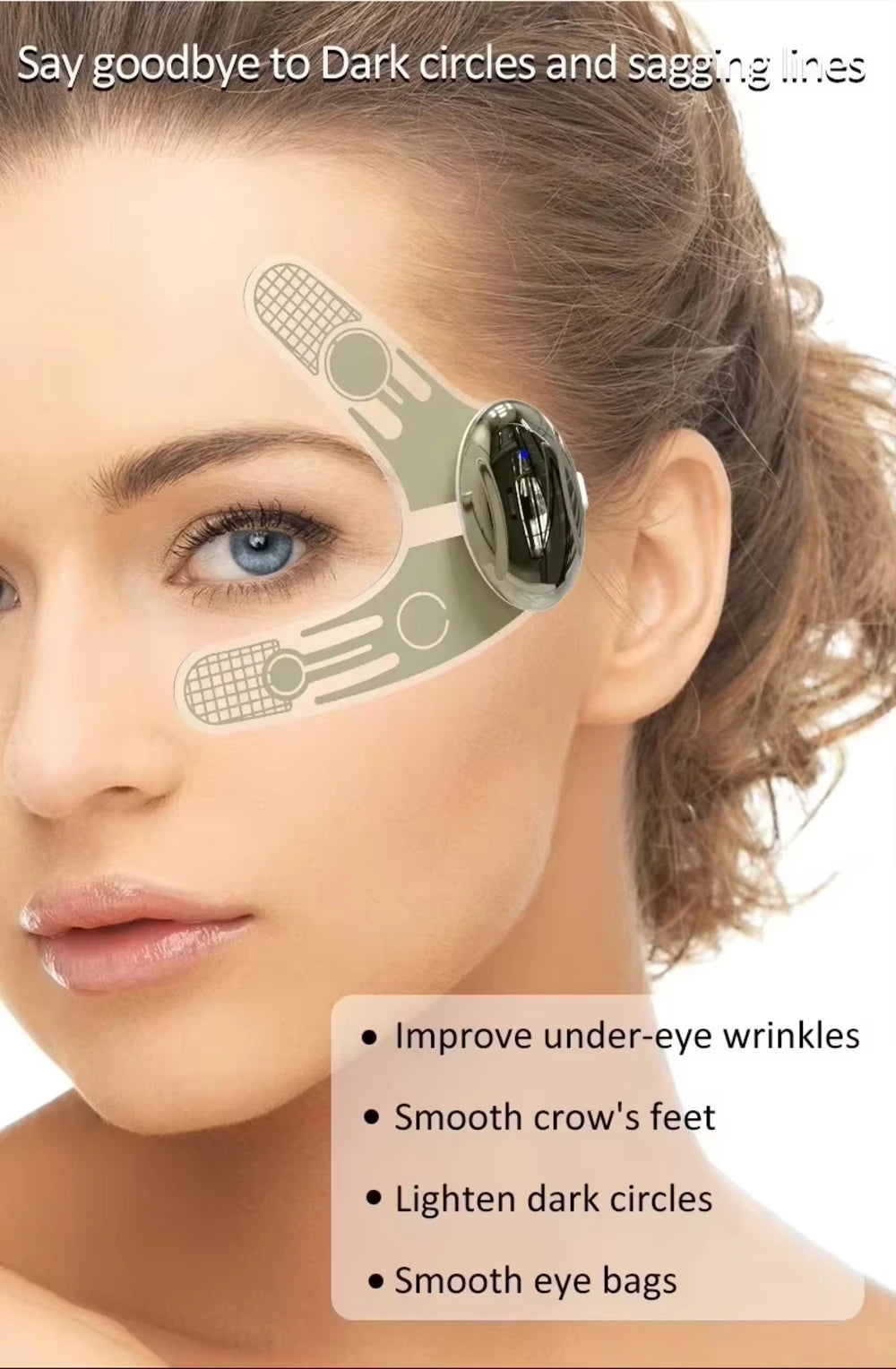 AuraFix EMS microcurrent eye pads for collagen stimulation and skin lifting