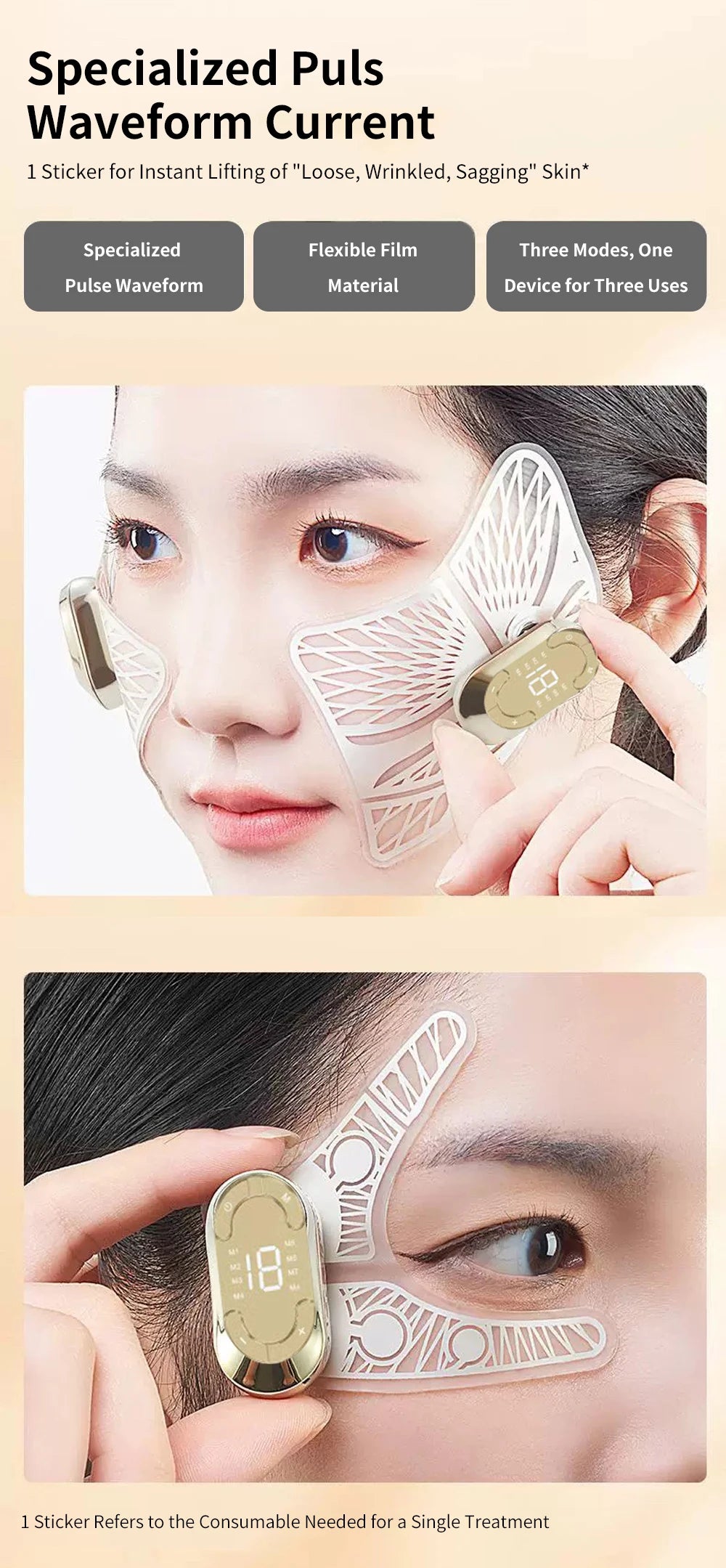 AuraFix rechargeable EMS facial toning device for daily anti-aging routine