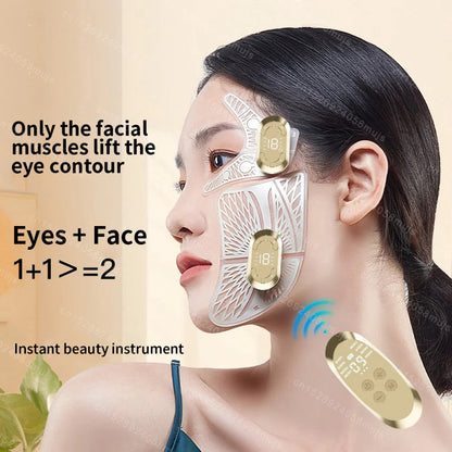 AuraFix EMS facial massager lifting and firming skin around eyes