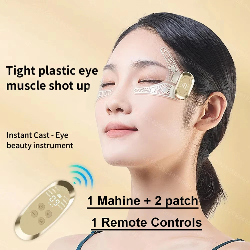 AuraFix anti-aging EMS device targeting crow's feet and forehead lines
